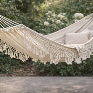 Bliss Cream Hammock with Fringe